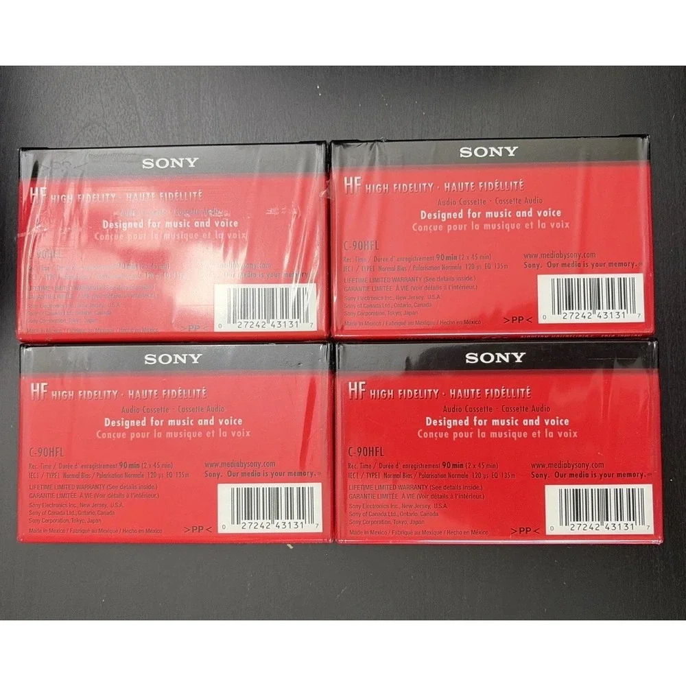 Sony Audio Cassette Tape Lot of 4 HF-90 Minute Normal Bias New Sealed
